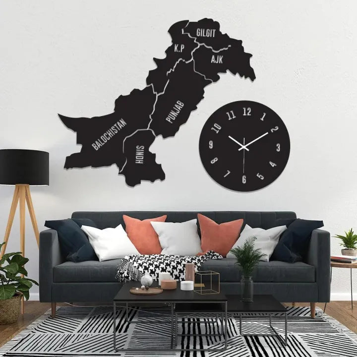 Pakistan Map Wall Clock with Rope Light 