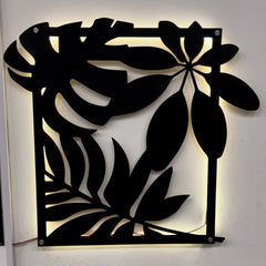 3D jungle leaves Wall Decor Art with Neon Light