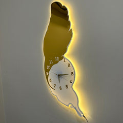 Feather Style Premium Acrylic Wall Clock with Ambient Neon Lighting