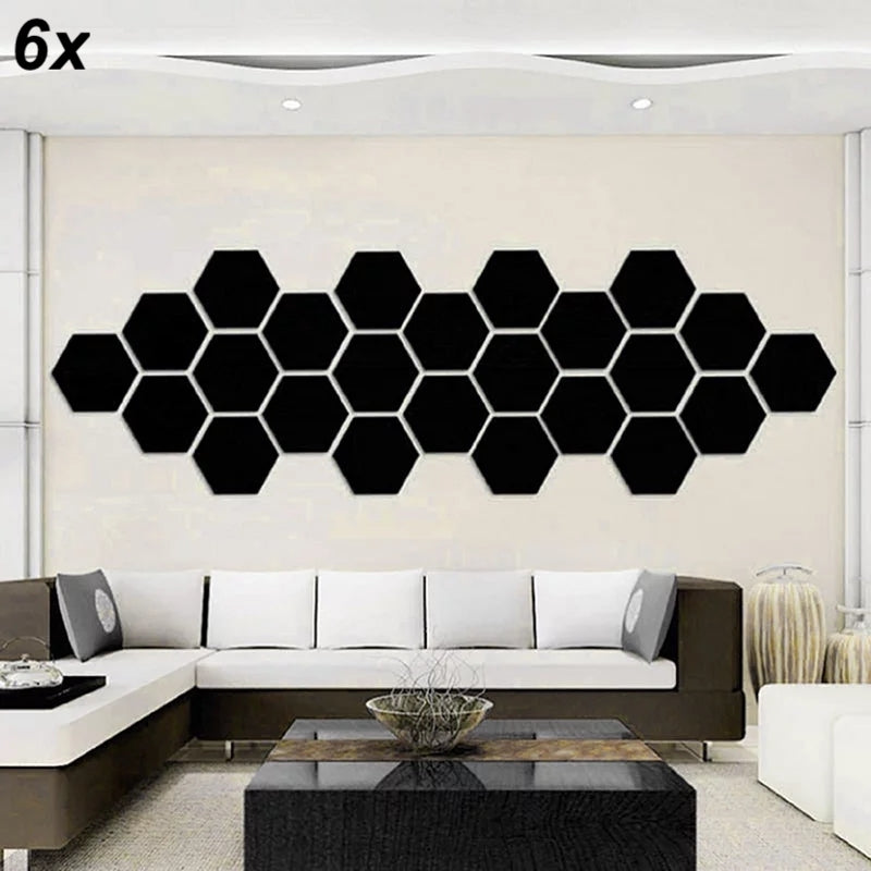 6x Acrylic Hexagon wall decor Mirror (Gold)