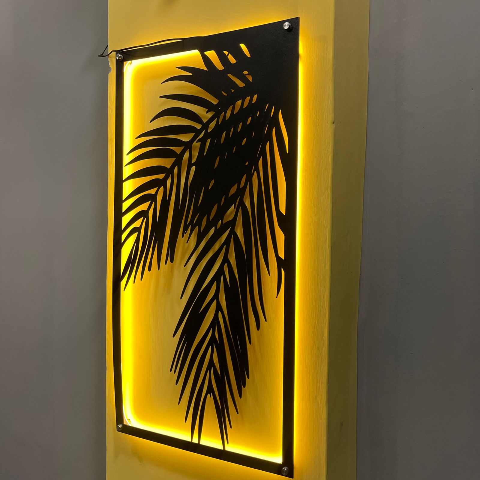 3D Bamboo leaf Wall Decor Art with Neon Light